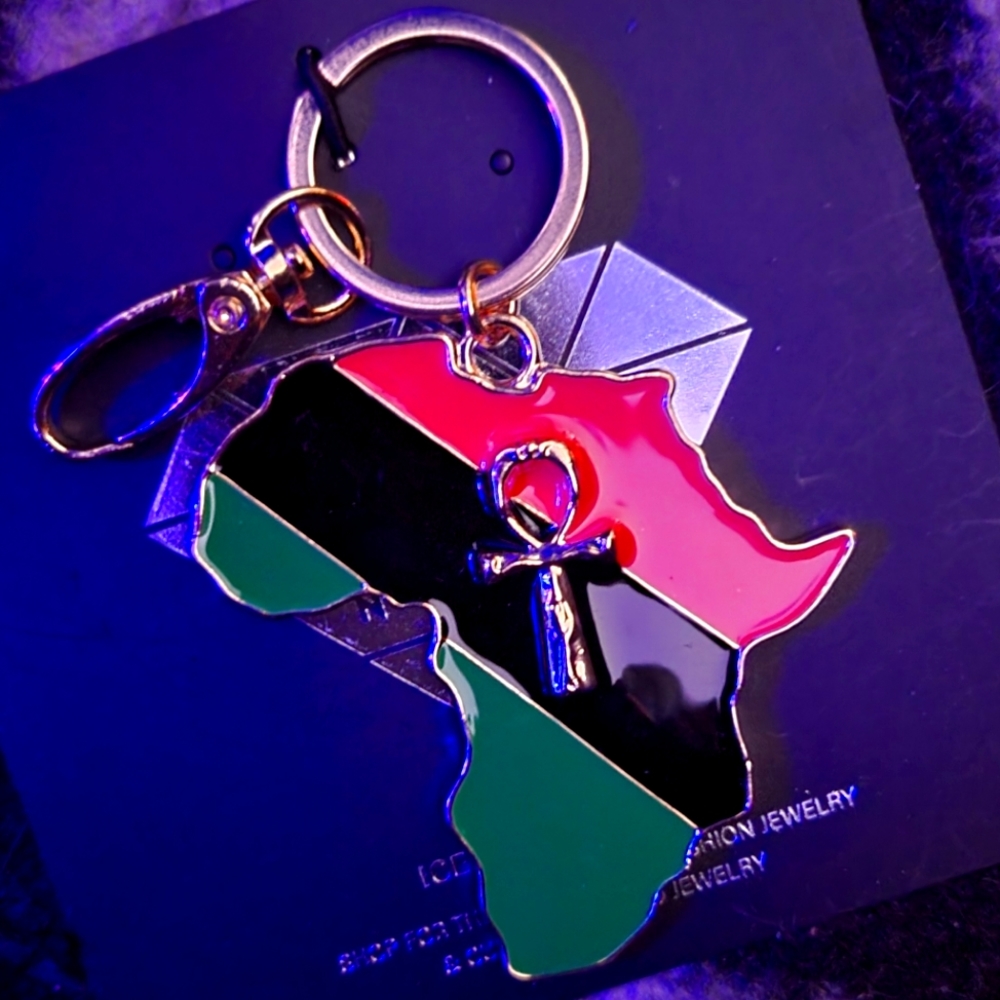 red x black x green x gold  a f r i c a  keychain.